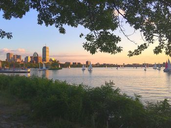 Scenic view of sea against sky during sunset