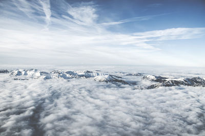 Scenic view of landscape against cloudy sky