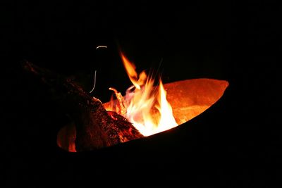 Close-up of bonfire at night