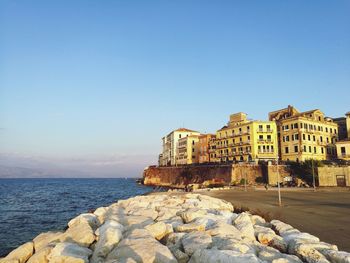 View of sea against blue sky