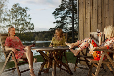 Three women having fun together