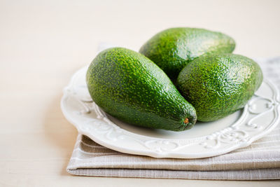 High angle view of fruits on table