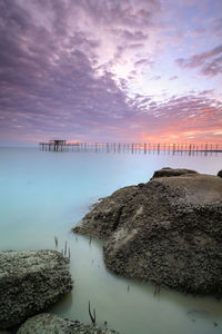 Scenic view of sea against sky at sunset