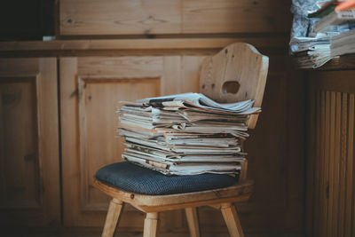 Stack of books on table