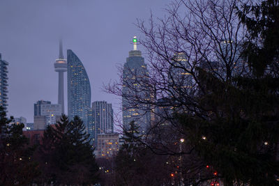 View of modern buildings at night