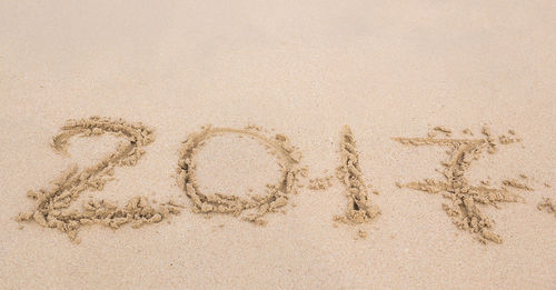 Text written on sand at beach