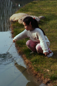 Boy playing in water