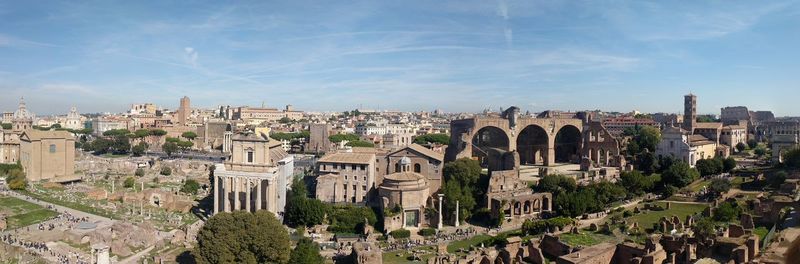 Panoramic view of cityscape against sky