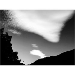 Low angle view of mountain against cloudy sky