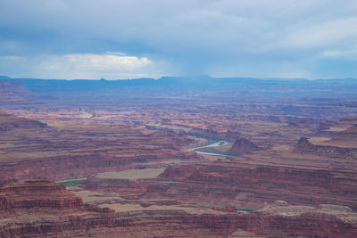 Aerial view of landscape against cloudy sky