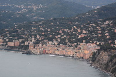 High angle view of buildings in city