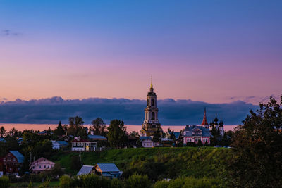 Beautiful evening landscape in the ancient russian city of suzdal. 