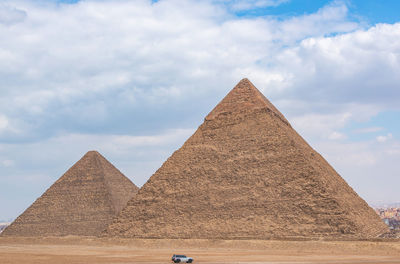 Low angle view of built structures against sky