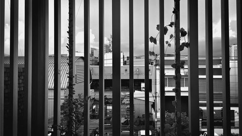 Cityscape seen through window