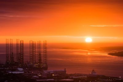 View of city at sunset