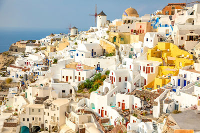 High angle view of buildings in city