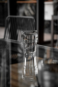 Close-up of beer glass on table