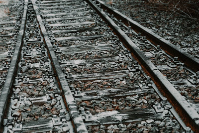 High angle view of railroad tracks
