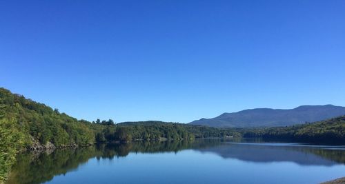 Scenic view of calm lake against blue sky