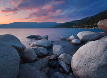 Scenic view of sea against sky during sunset