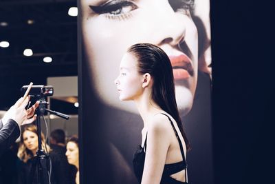 Side view portrait of young woman