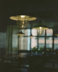 Pendant lights hanging from ceiling at home