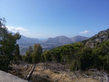 Scenic view of mountains against sky