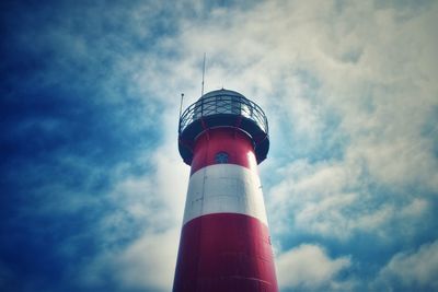 Low angle view of lighthouse against sky