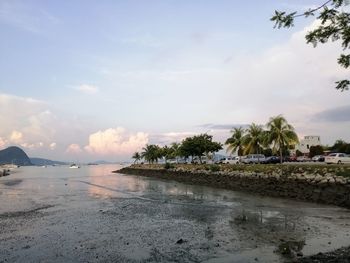 Scenic view of beach against sky