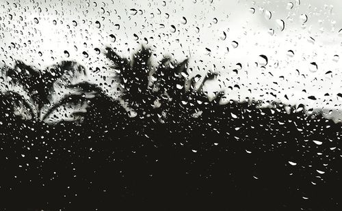 Full frame shot of raindrops on glass window