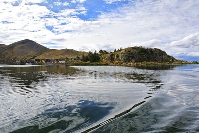 Scenic view of lake against sky