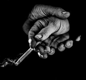 Close-up of over black background