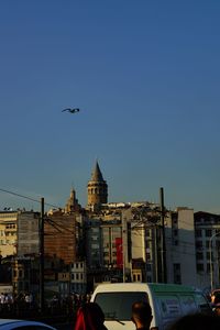 View of buildings against clear sky