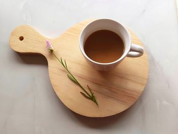 High angle view of tea on table