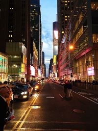 View of city street at night
