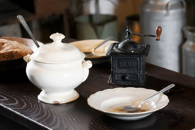 Table with antique objects