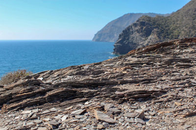 Scenic view of sea against clear sky