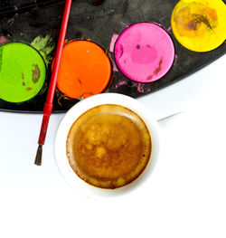 High angle view of coffee on table