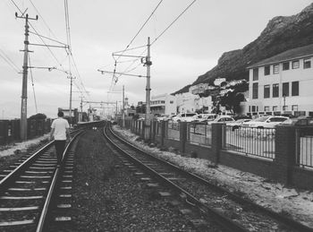 Railway tracks against sky