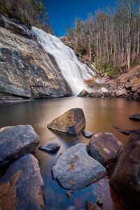 Rainbow falls in gorges state park near sapphire in north carolina, usa