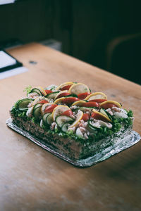 High angle view of food on table