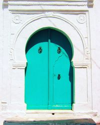 Closed door of building