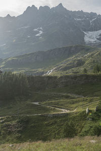 Scenic view of field against mountains