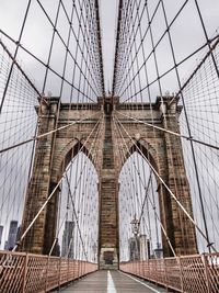 Low angle view of suspension bridge