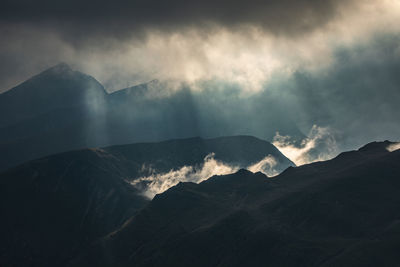 Alpine views from fagaras mountains, romania. summer carpathian landscapes.