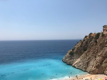 Scenic view of sea against clear sky