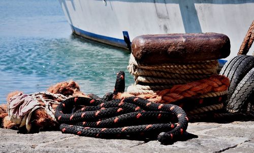 Fishing boat moored at pier