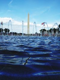 View of water fountain in swimming pool