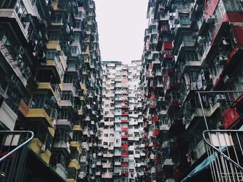 Low angle view of buildings in city against sky