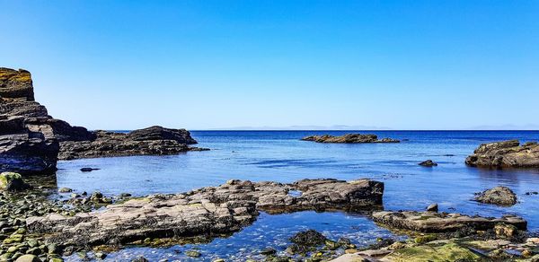 Scenic view of sea against clear sky